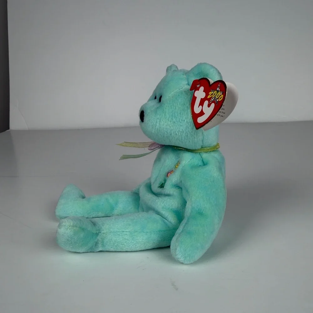 Ty Beanie Baby Teal Ariel Teddy Bear Plush‎ Toy 2000 PE Pellets